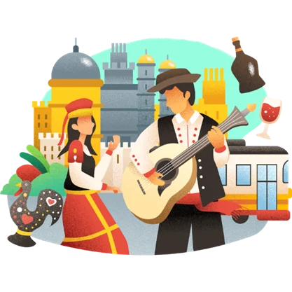 Collage met beelden van de Portugese cultuur en Lissabon