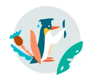 Certified translation for official documents, including USCIS submissions Stylized bird wearing a graduation cap among leaves