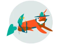 Professional human translation by experienced linguists for accurate, natural texts Stylized orange fox wearing a hat and running