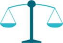 Legal translations are entrusted to linguists familiar with legal terminology, precise wording and the requirements of formal documents. Line icon of scales of justice