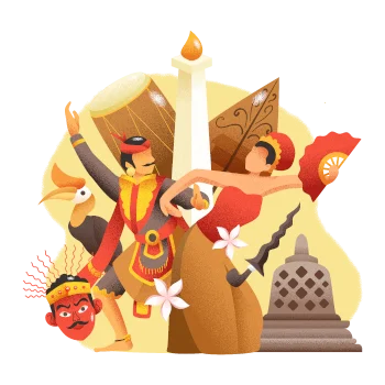 Decorative illustration accompanying the Indonesian translation service